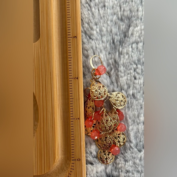 Gold tone Crystal Chandelier Earrings - Picture 10 of 10